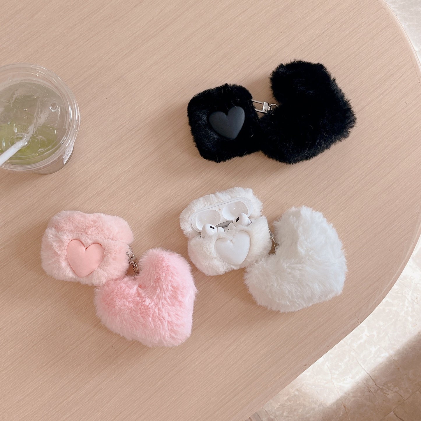HeartFluff – Soft Plush Heart AirPods Case with Pendant