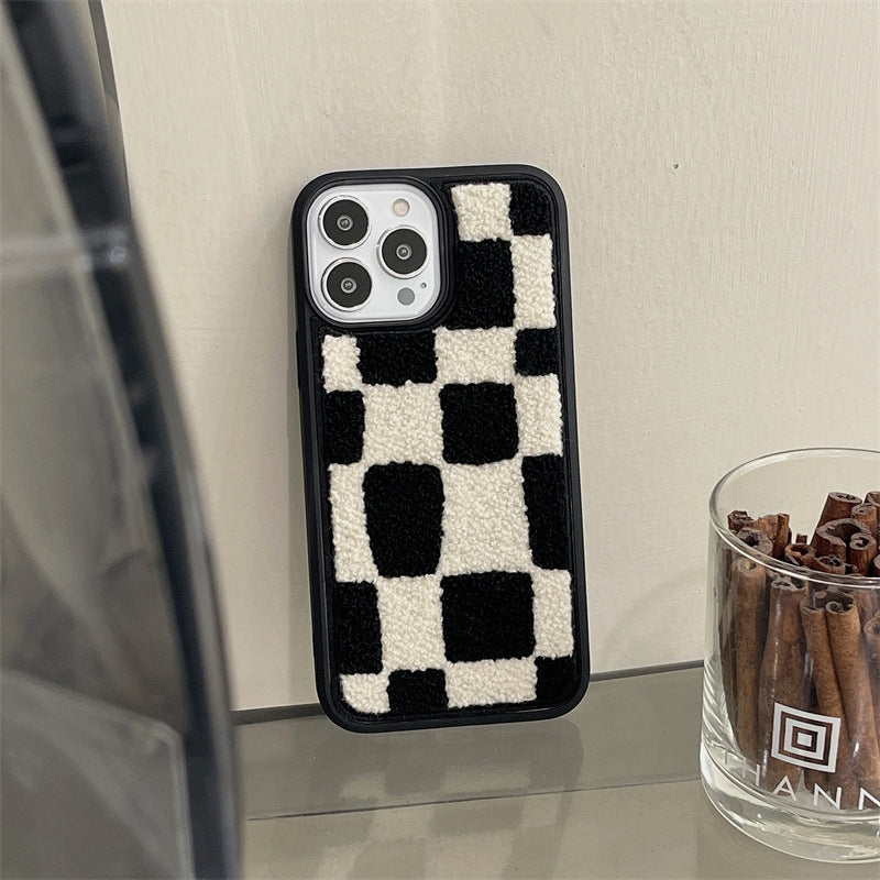 Gridline – Funda de Silicona con Diseño de Cuadros Blanco y Negro