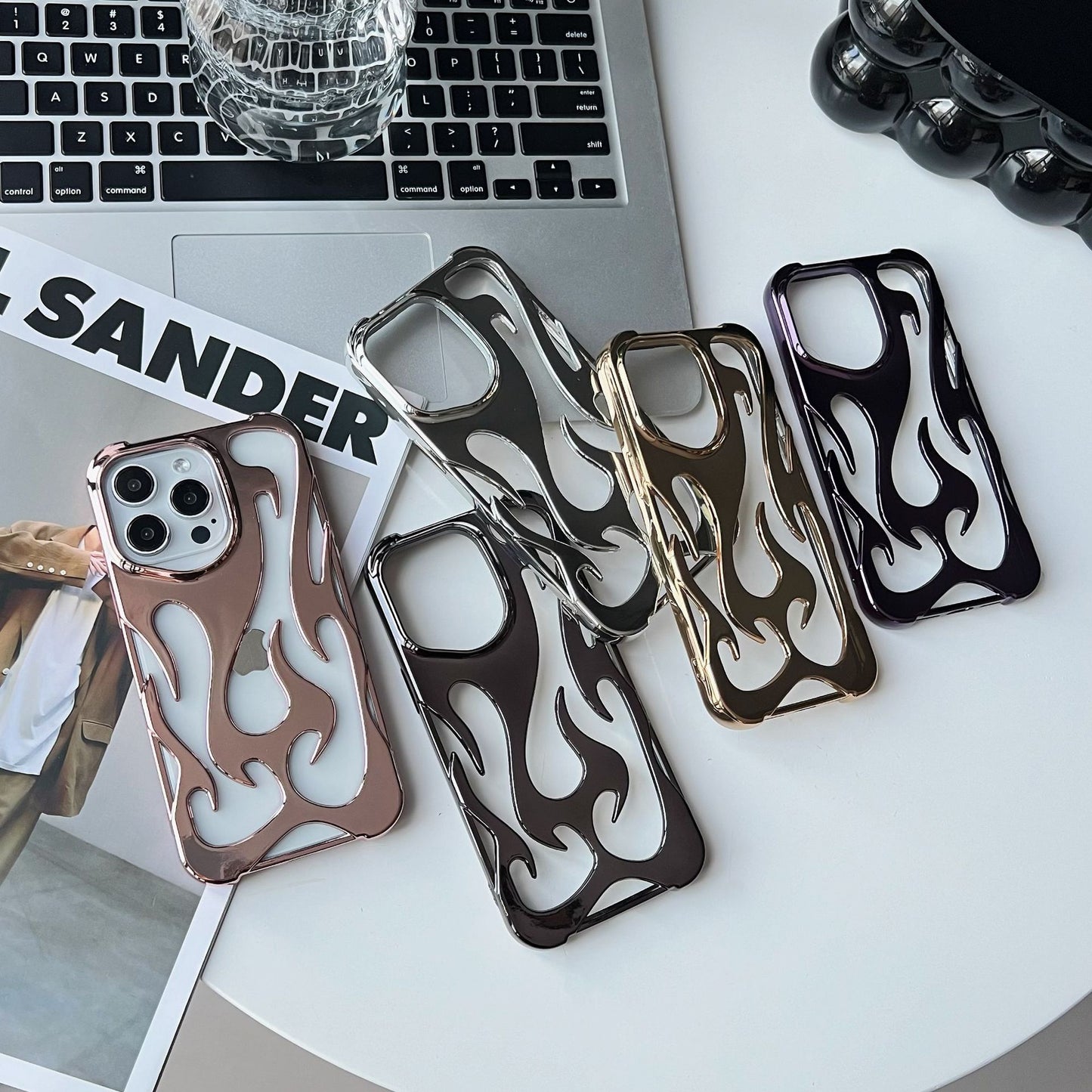 FlameShell – Electroplated TPU phone case with flame pattern