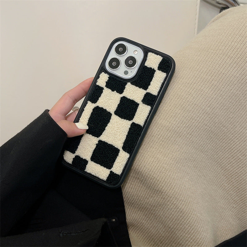 Gridline – Funda de Silicona con Diseño de Cuadros Blanco y Negro
