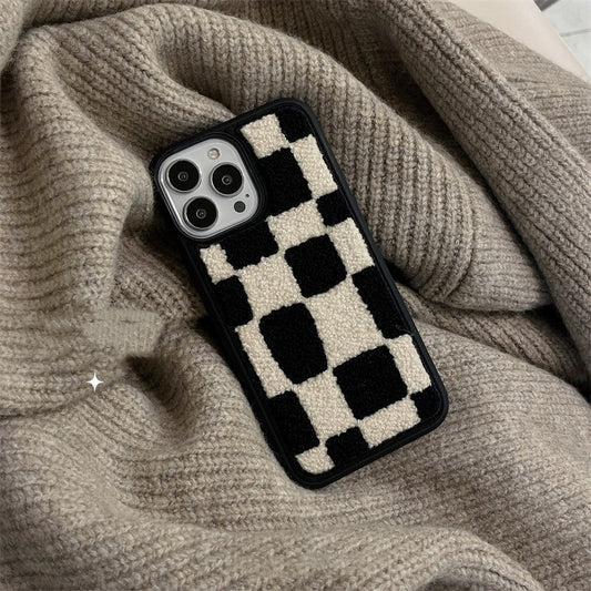 Gridline – Funda de Silicona con Diseño de Cuadros Blanco y Negro