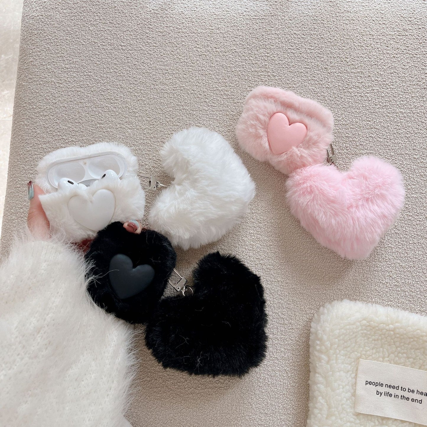 HeartFluff – Soft Plush Heart AirPods Case with Pendant
