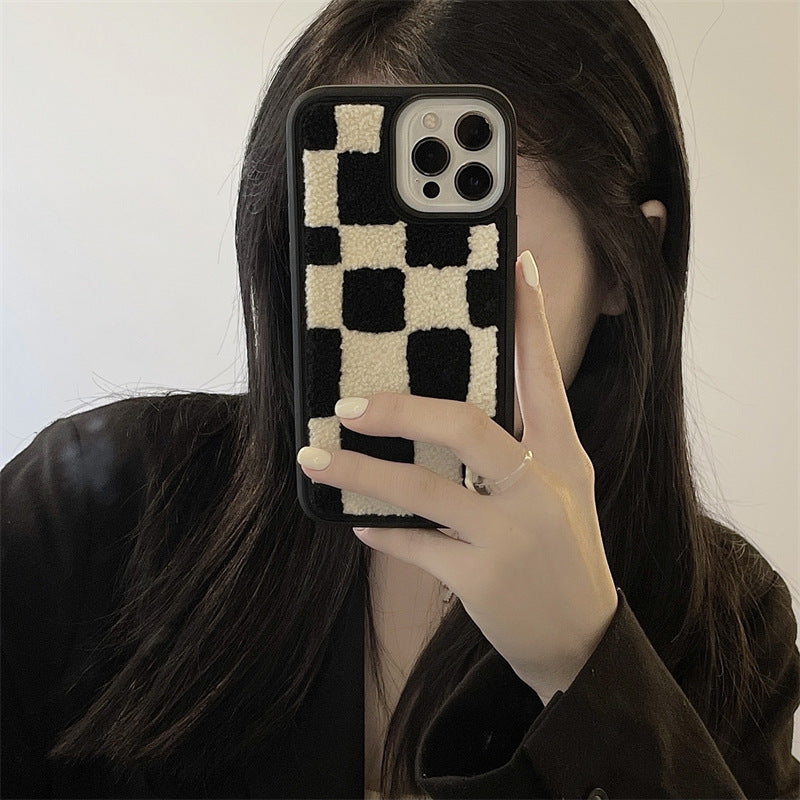 Gridline – Funda de Silicona con Diseño de Cuadros Blanco y Negro